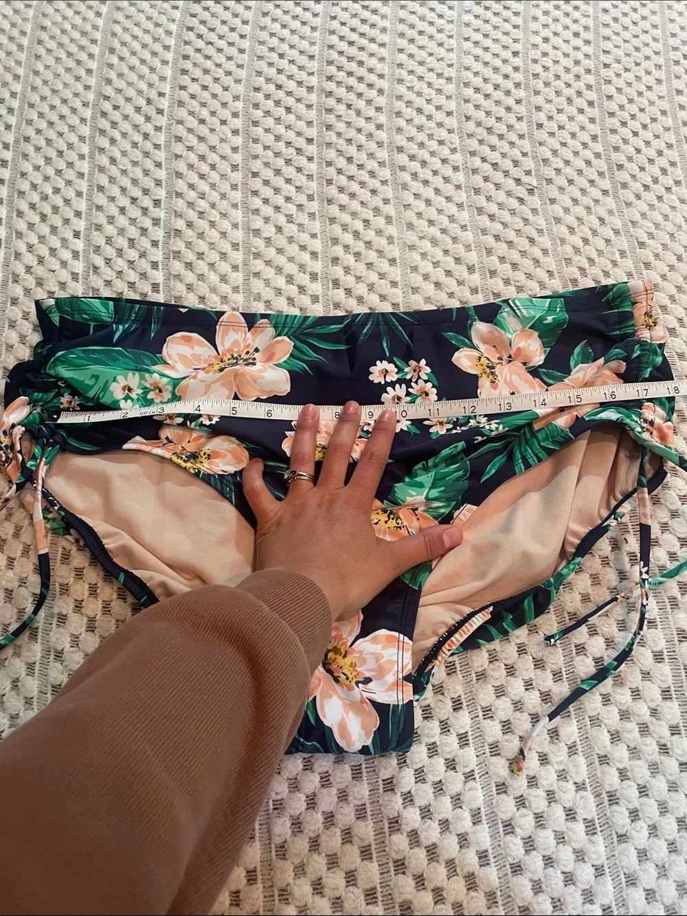 Kona Sol High Waist Floral Bikini Bottom 20W 22W Ruched Cinch Plus Size Swim